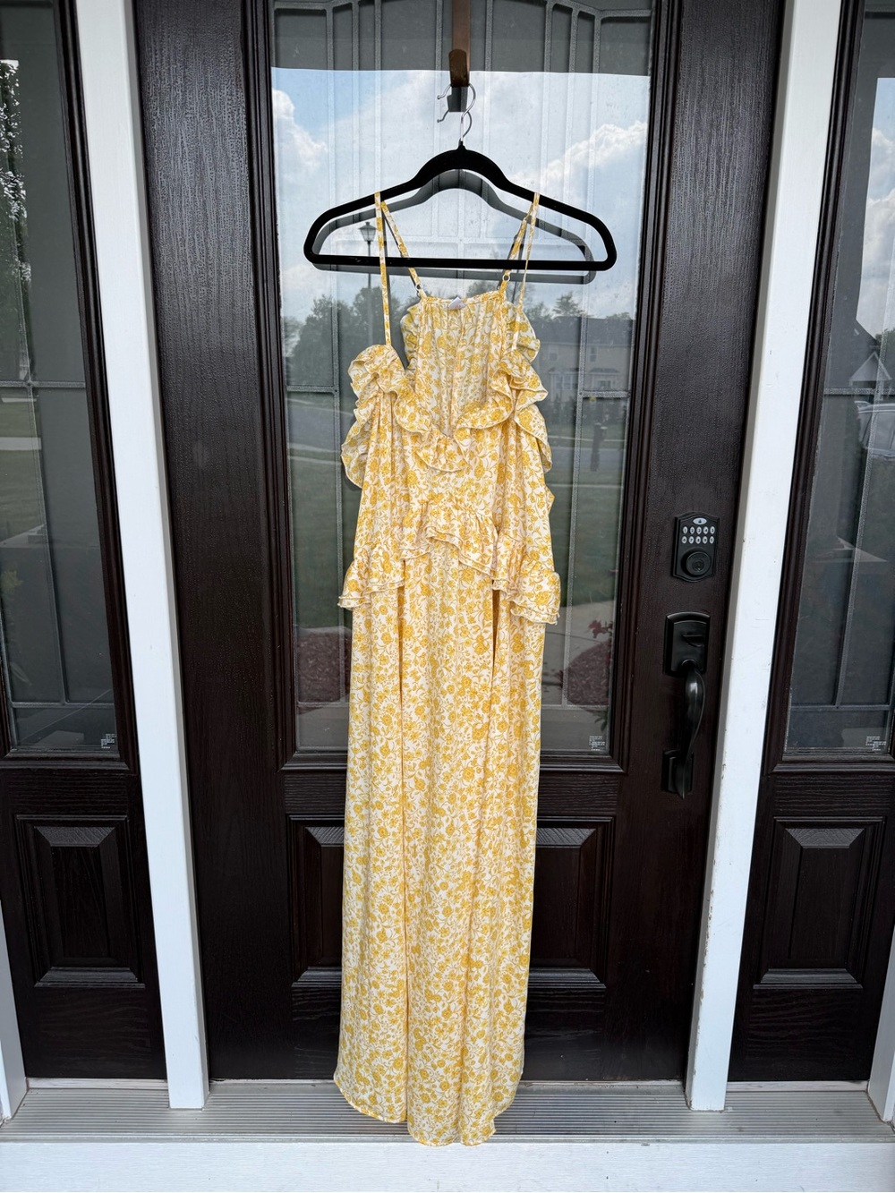 Old Navy Yellow Floral Ruffle Midi Dress